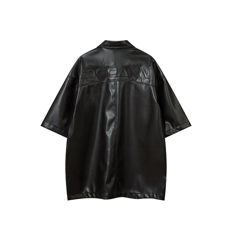 Leather Short Sleeve Shirt - Thrashink