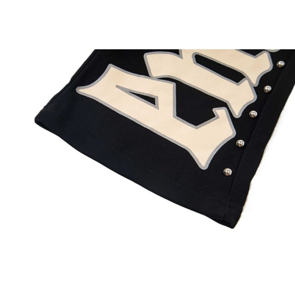 Letter Print Beaded Casual Trousers - Thrashink