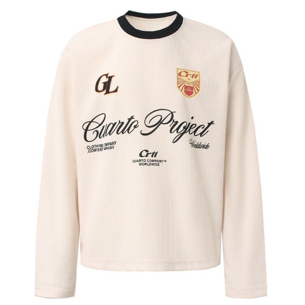 Letter Print Color - blocked Long - sleeved Shirt - Thrashink