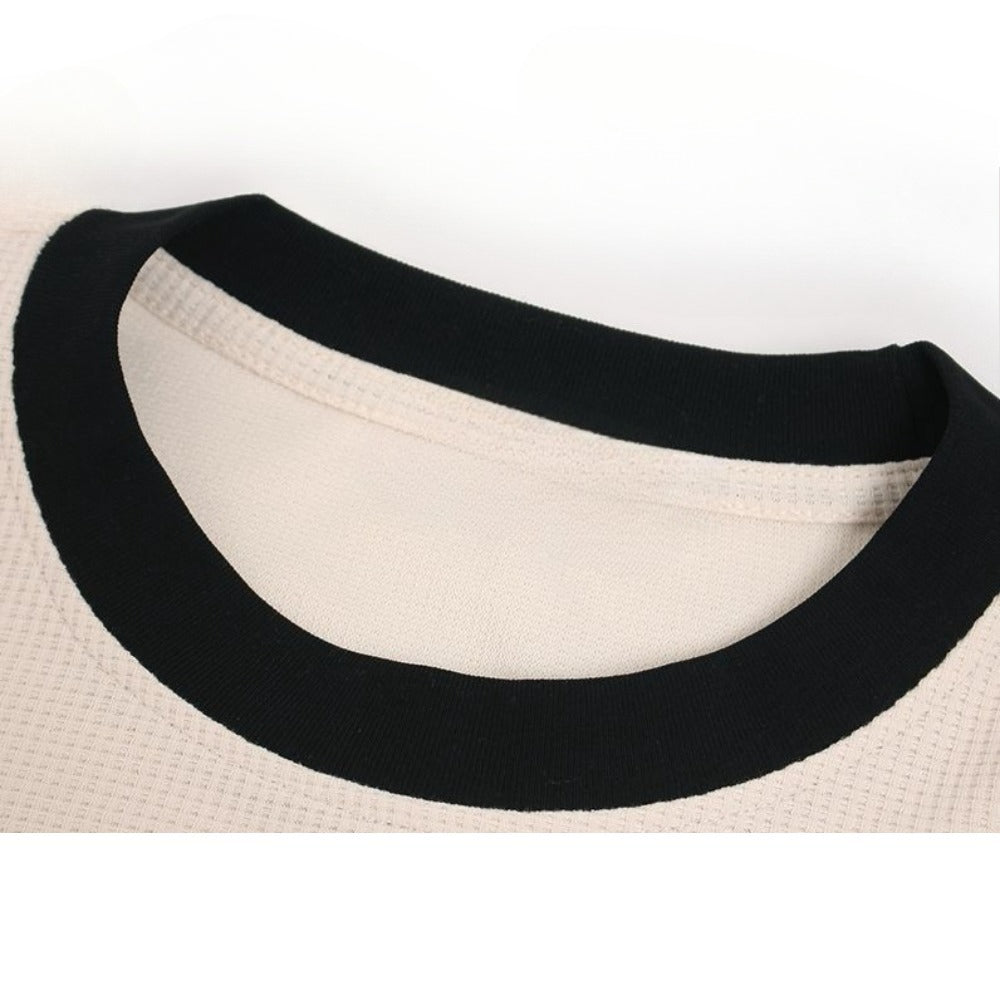 Letter Print Color - blocked Long - sleeved Shirt - Thrashink