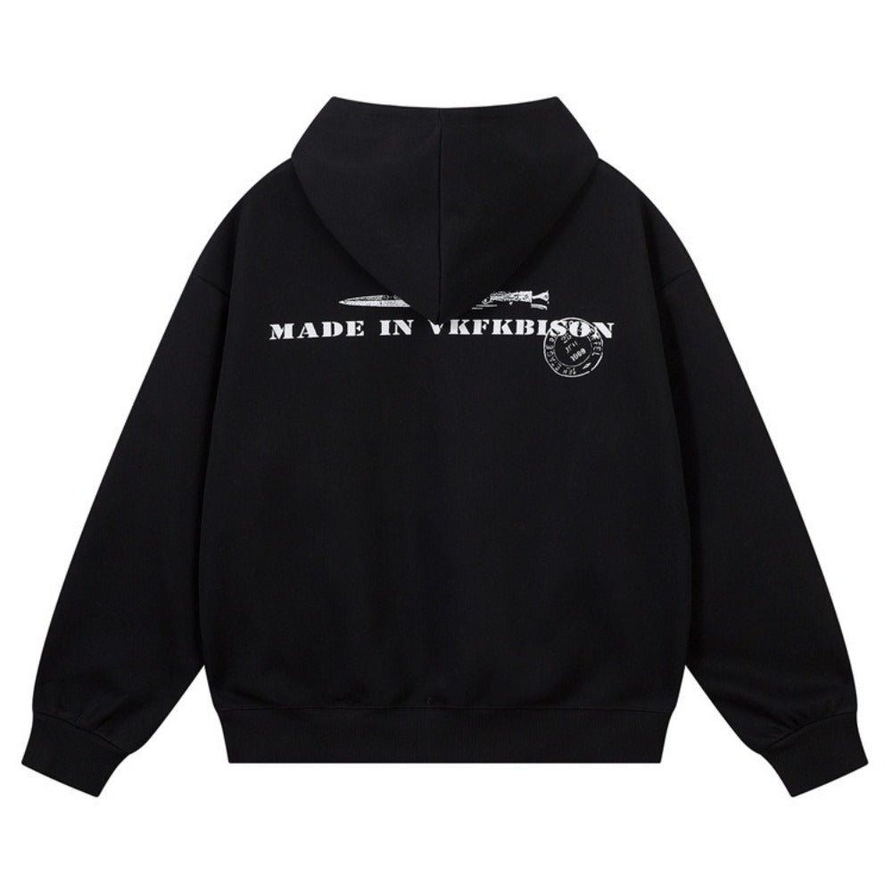 Lettering Dagger Print Hoodie - Thrashink