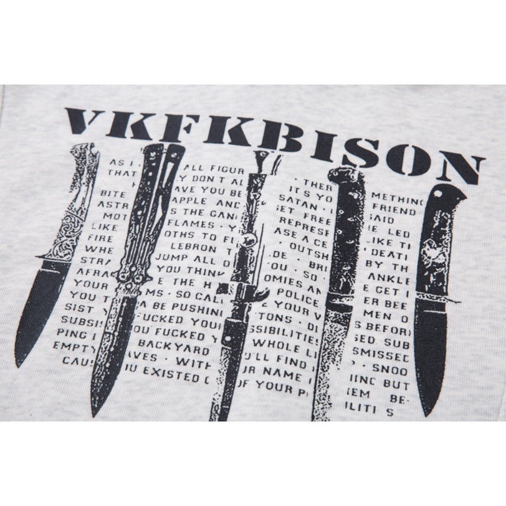 Lettering Dagger Print Hoodie - Thrashink