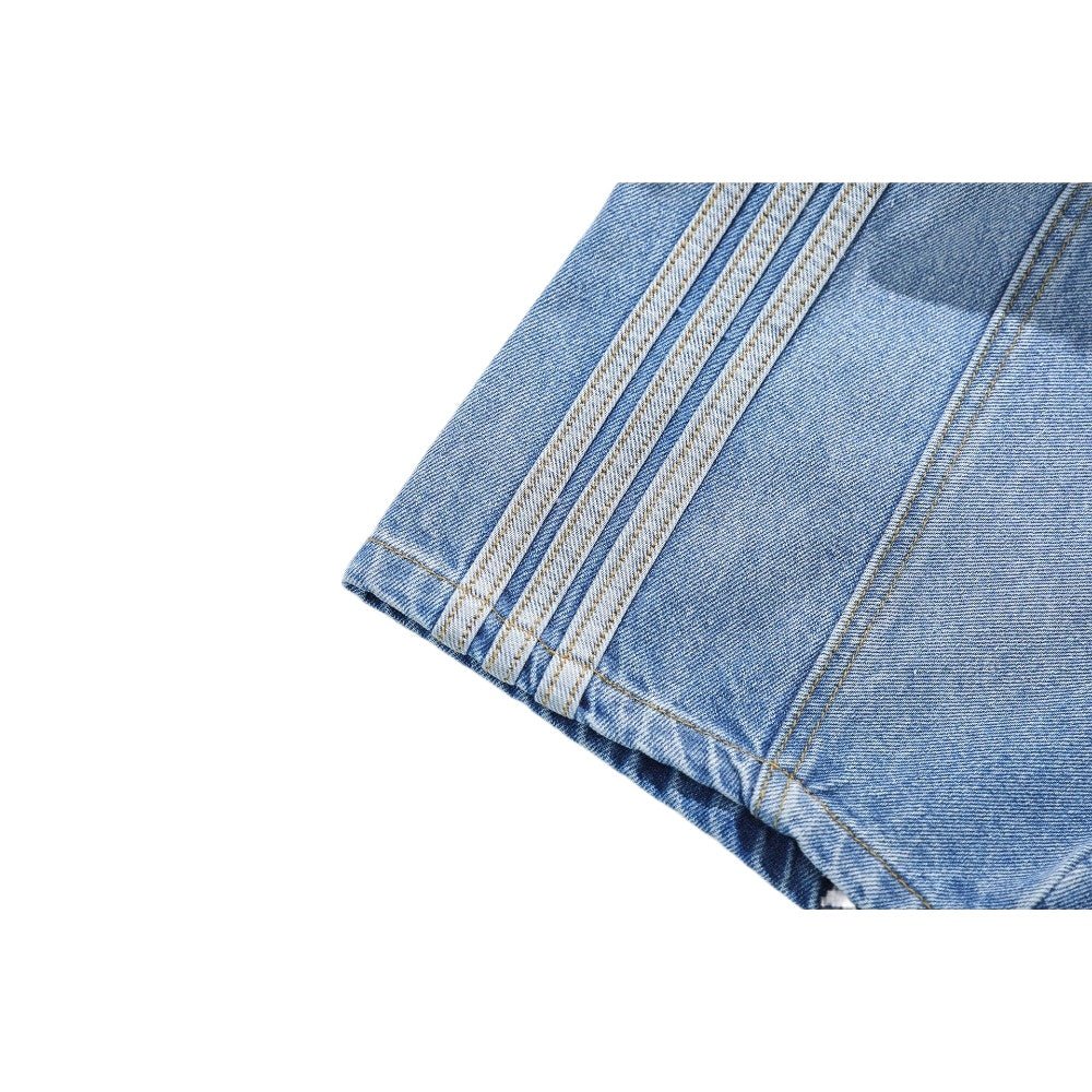 Light Blue Side Stripes Wide - Leg Jeans - Thrashink