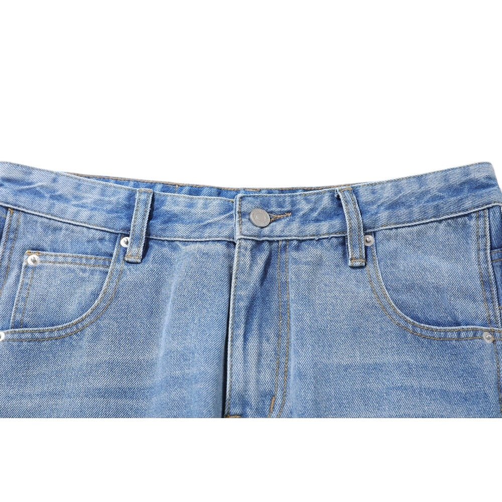 Light Blue Side Stripes Wide - Leg Jeans - Thrashink