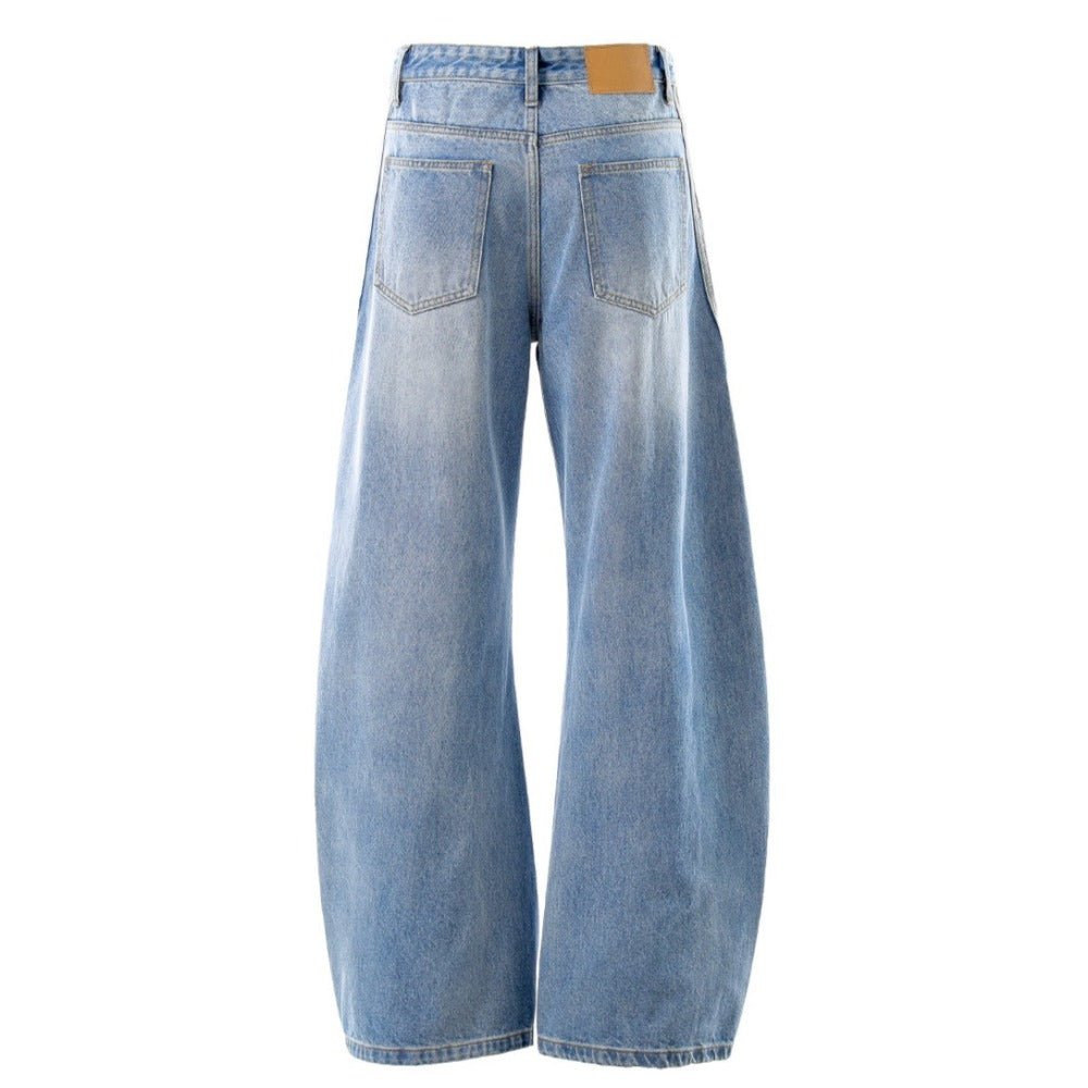 Light Blue Side Stripes Wide - Leg Jeans - Thrashink