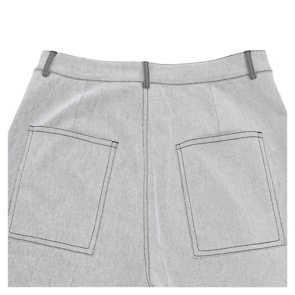 Light Gray Contrast Stitch Wide - Leg Jeans - Thrashink