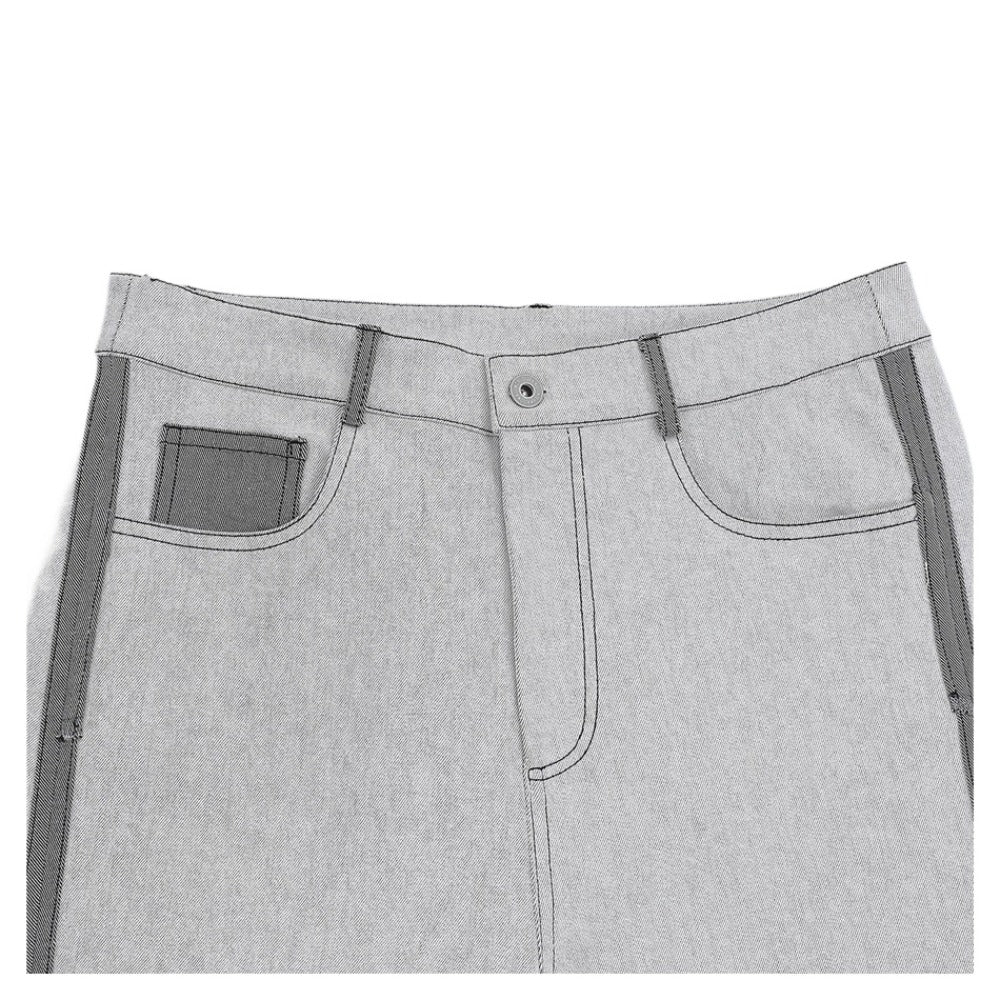 Light Gray Contrast Stitch Wide - Leg Jeans - Thrashink