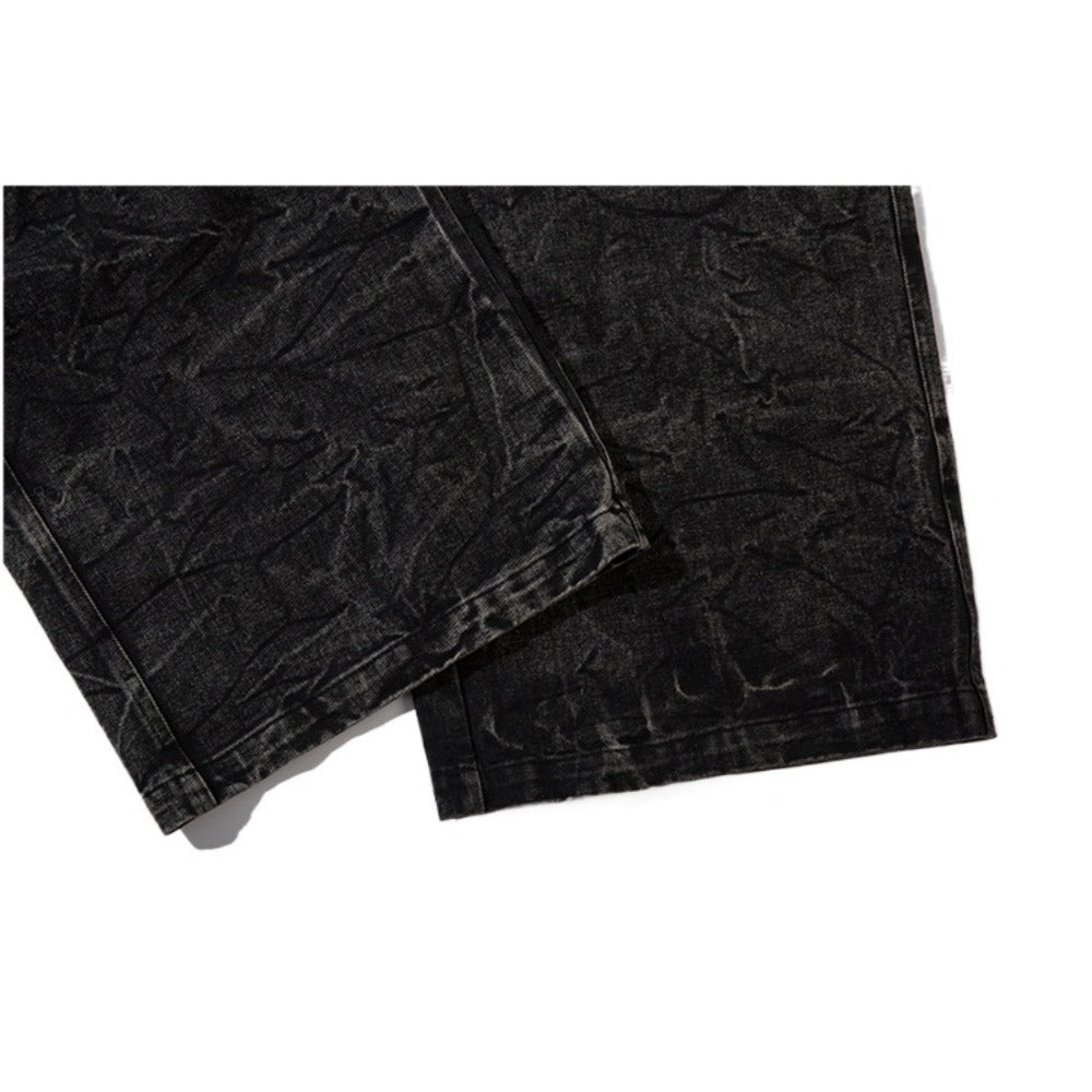 Lightning Embroidered Straight Leg Jeans - Thrashink