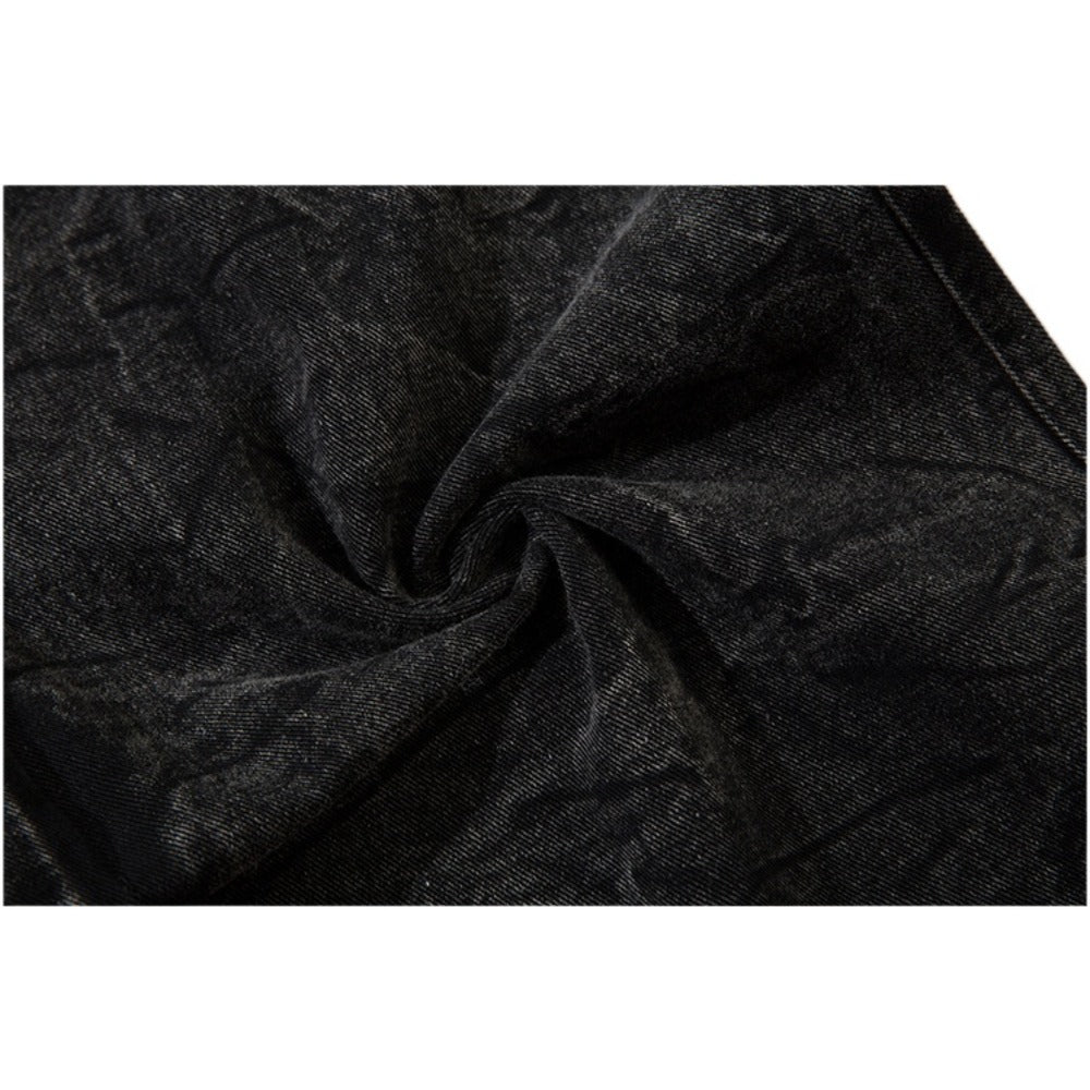 Lightning Embroidered Straight Leg Jeans - Thrashink