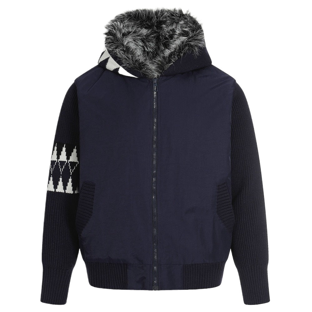 Loose Hooded Fur - Collar Patchwork Padded Jacket - Thrashink