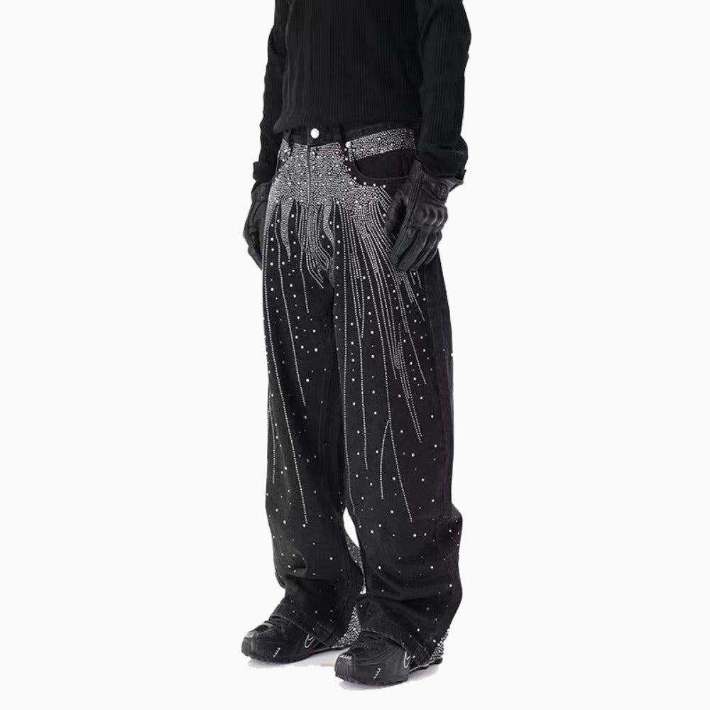 Lunar Light Rhinestones Jeans - Thrashink