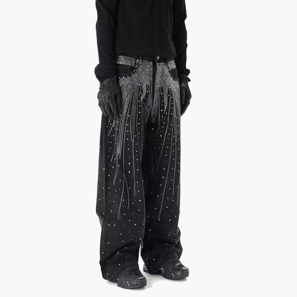 Lunar Light Rhinestones Jeans - Thrashink