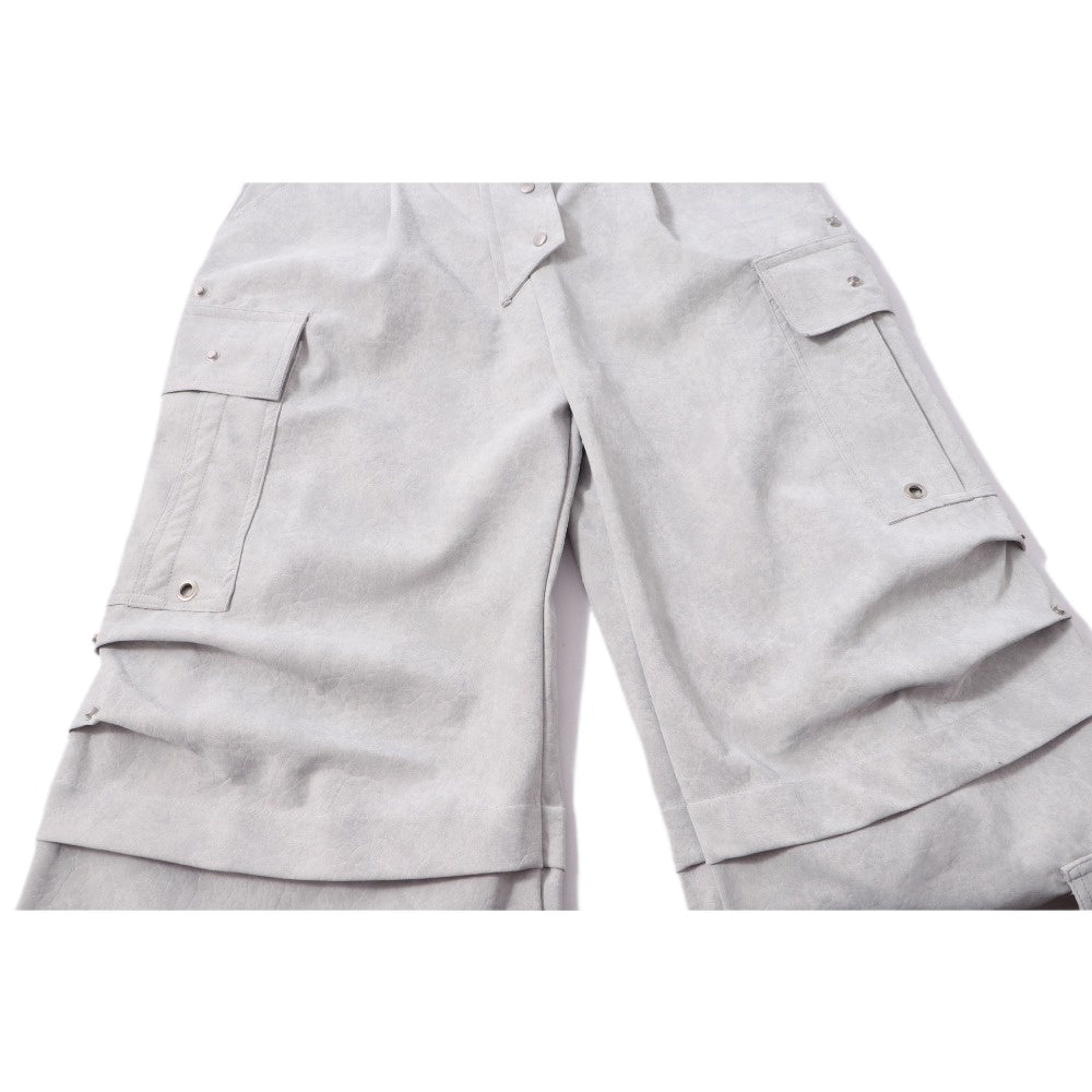 Matte Leather Multi - pocket Studded Trousers - Thrashink