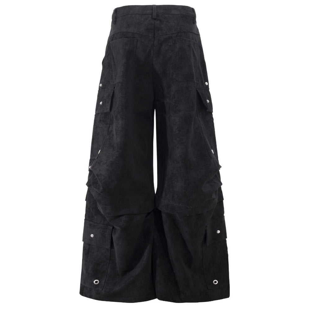 Matte Leather Multi - pocket Studded Trousers - Thrashink
