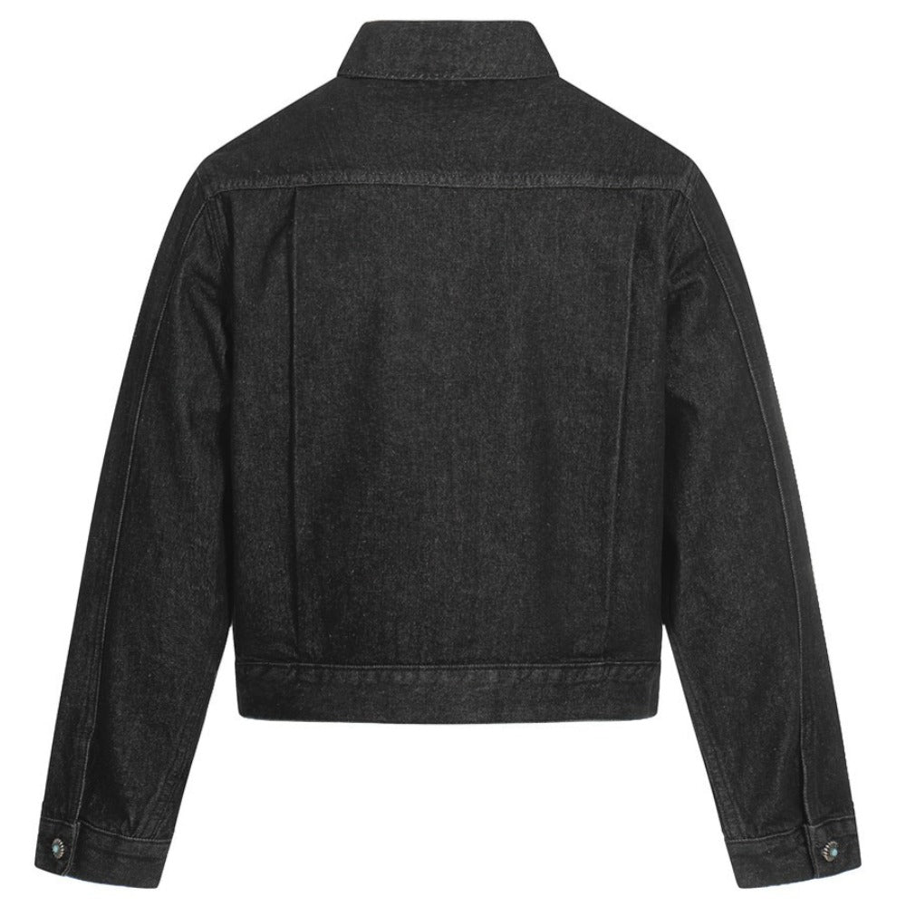 Metal Buckle Workwear Short Denim Jacket - Thrashink