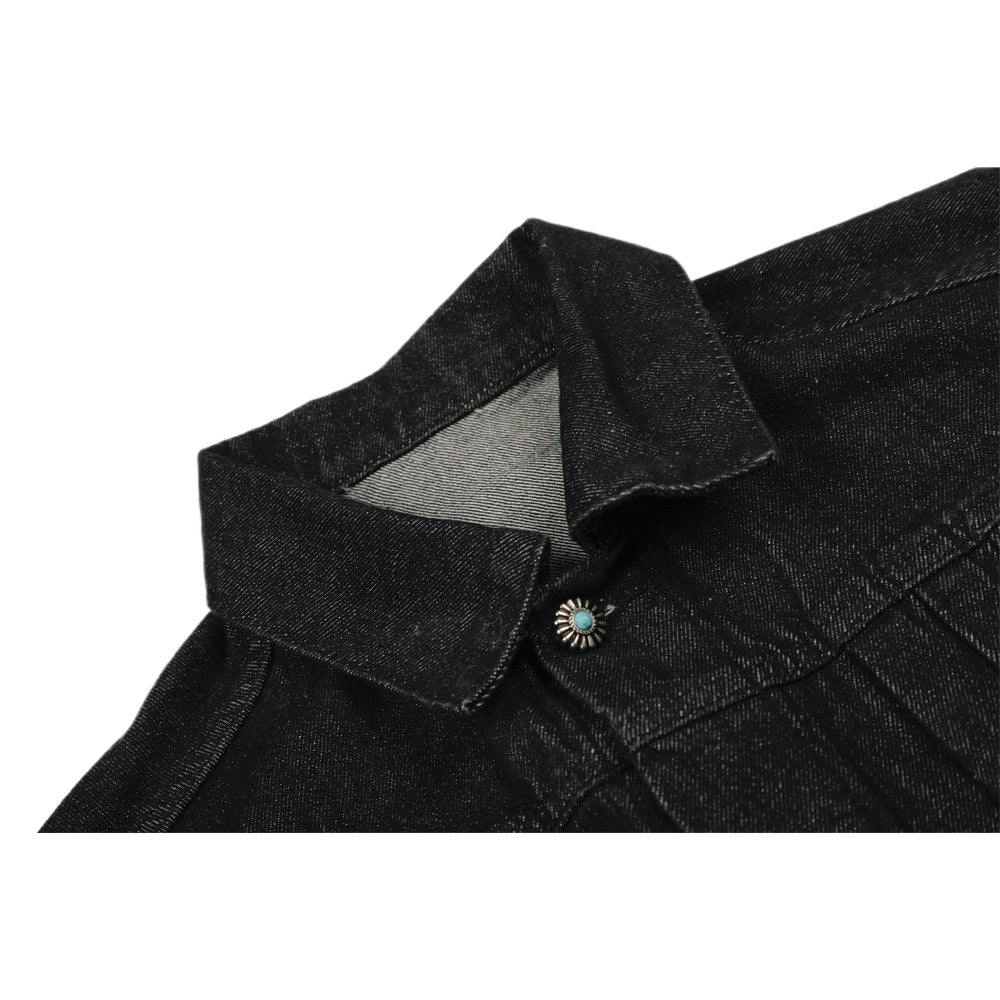 Metal Buckle Workwear Short Denim Jacket - Thrashink