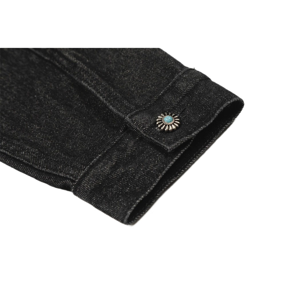 Metal Buckle Workwear Short Denim Jacket - Thrashink