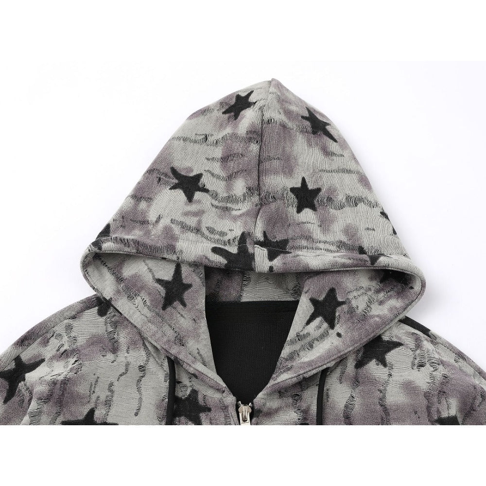Misty Star Camo Zip Hoodie - Thrashink