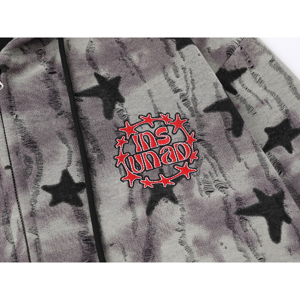 Misty Star Camo Zip Hoodie - Thrashink