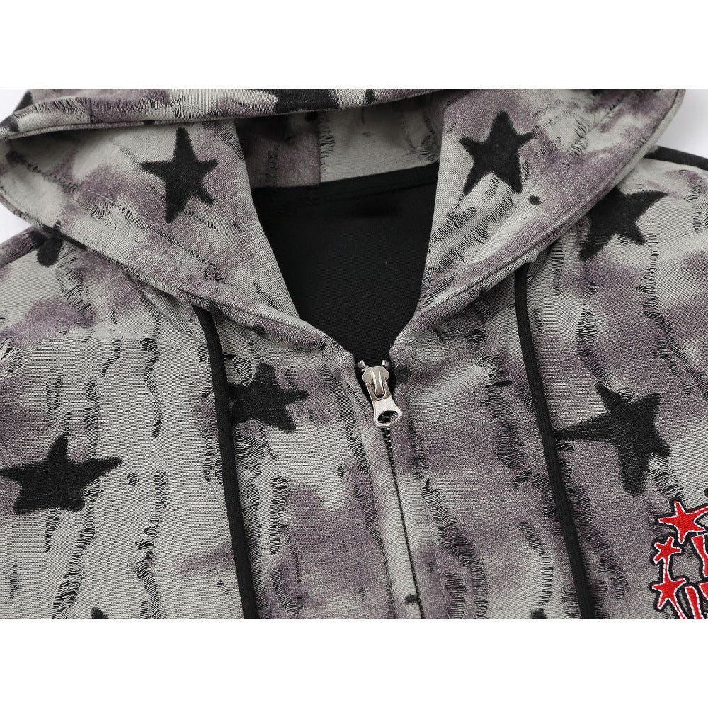 Misty Star Camo Zip Hoodie - Thrashink