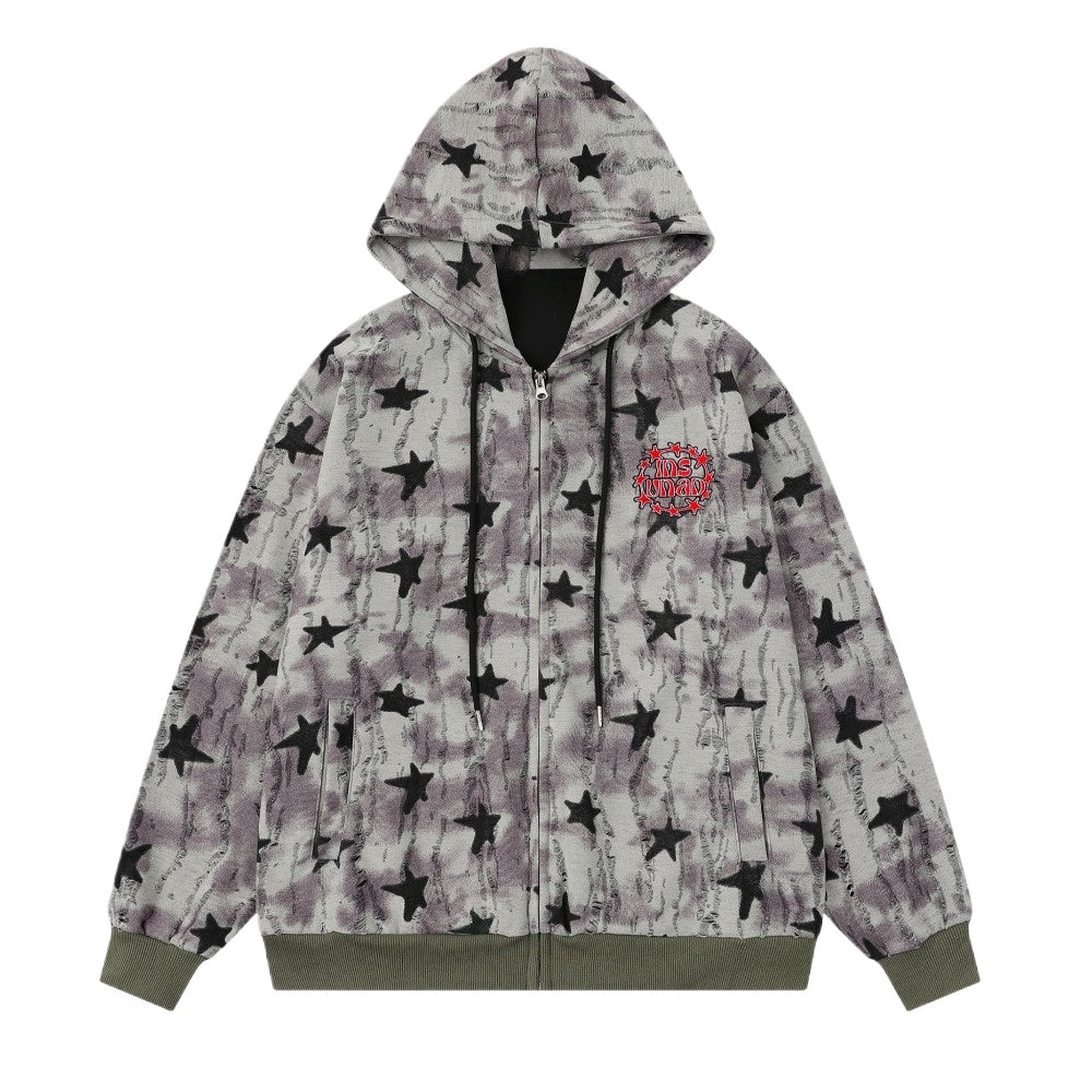 Misty Star Camo Zip Hoodie - Thrashink