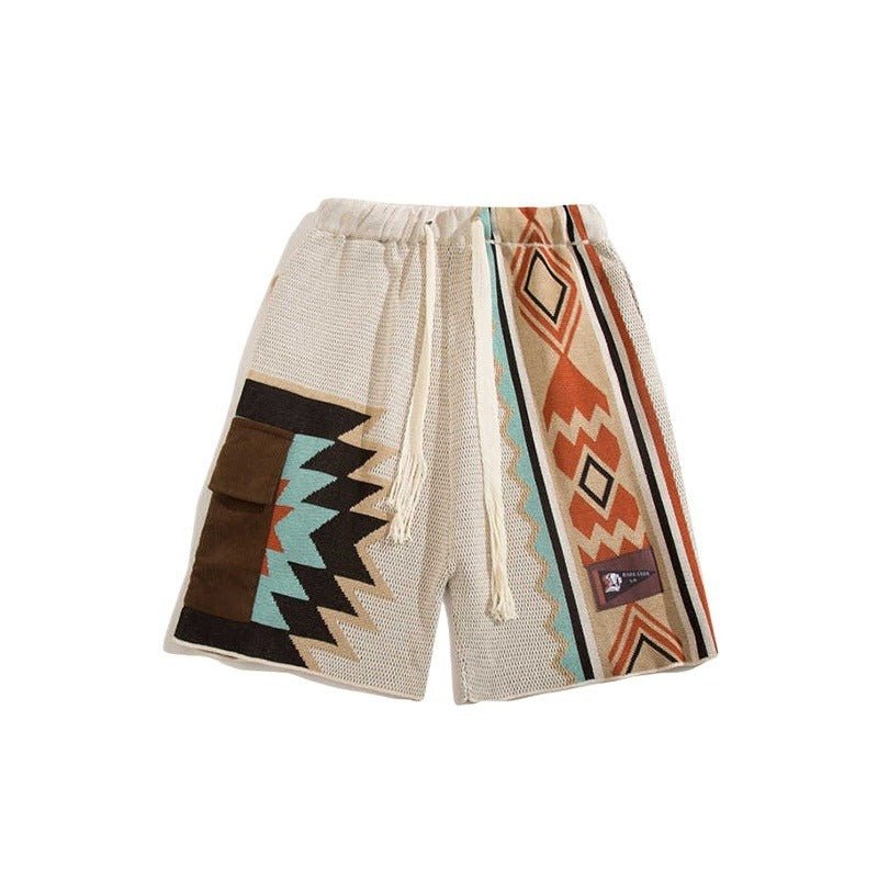 Navajo Knit Contrast Shorts - Thrashink
