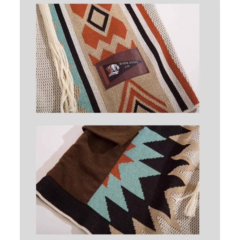 Navajo Knit Contrast Shorts - Thrashink