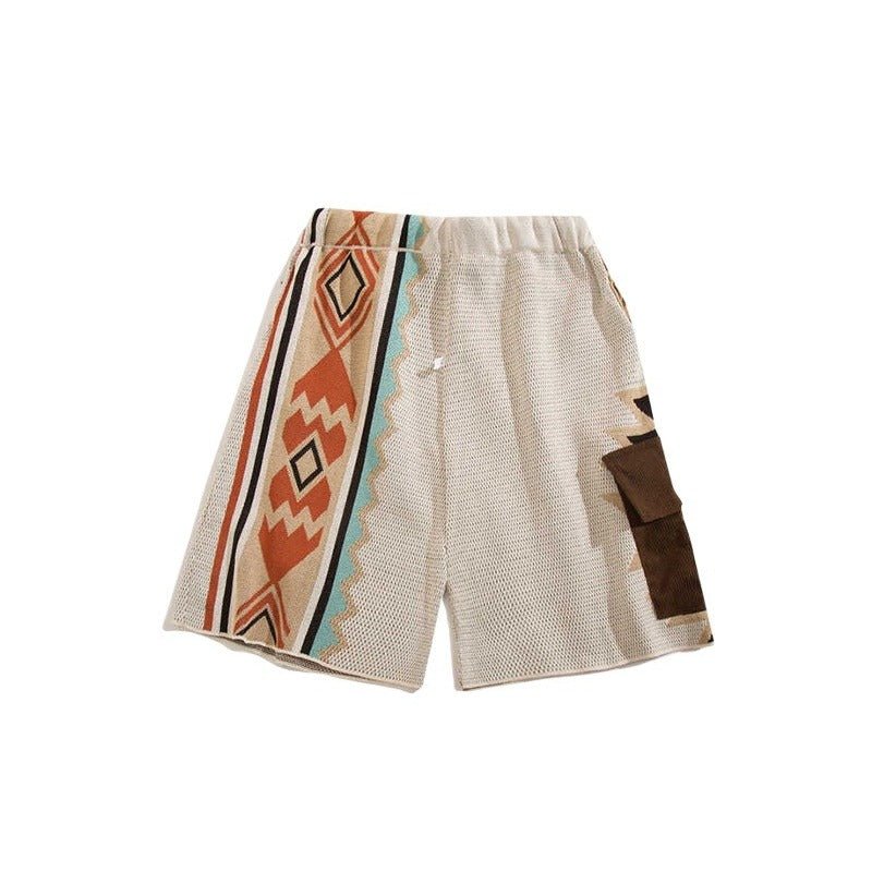 Navajo Knit Contrast Shorts - Thrashink