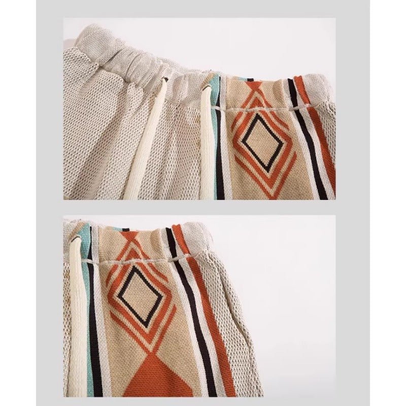 Navajo Knit Contrast Shorts - Thrashink