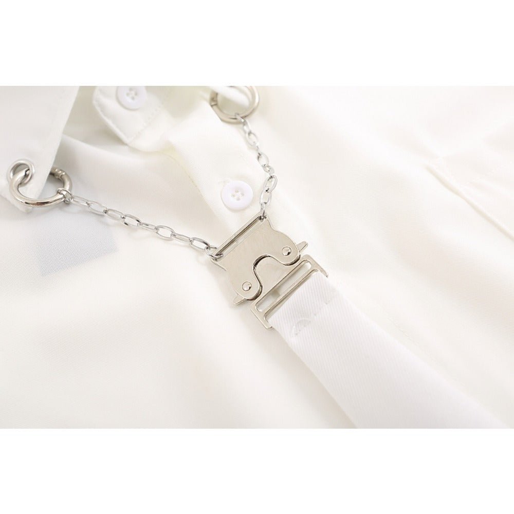 Necklace Tie Short Sleeve Shirt - Thrashink