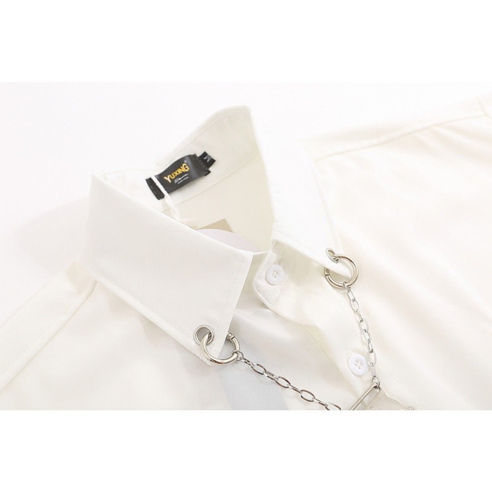 Necklace Tie Short Sleeve Shirt - Thrashink