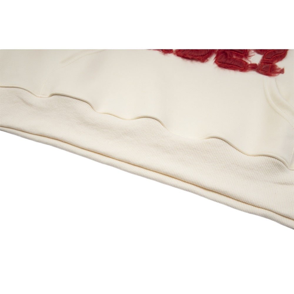 NO MADE? Fuzzy Letter Print Hoodie - Thrashink