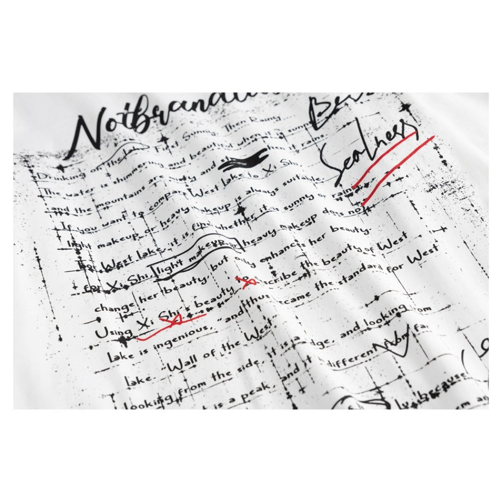 Note Graffiti Print Long Sleeve T-Shirt - Thrashink