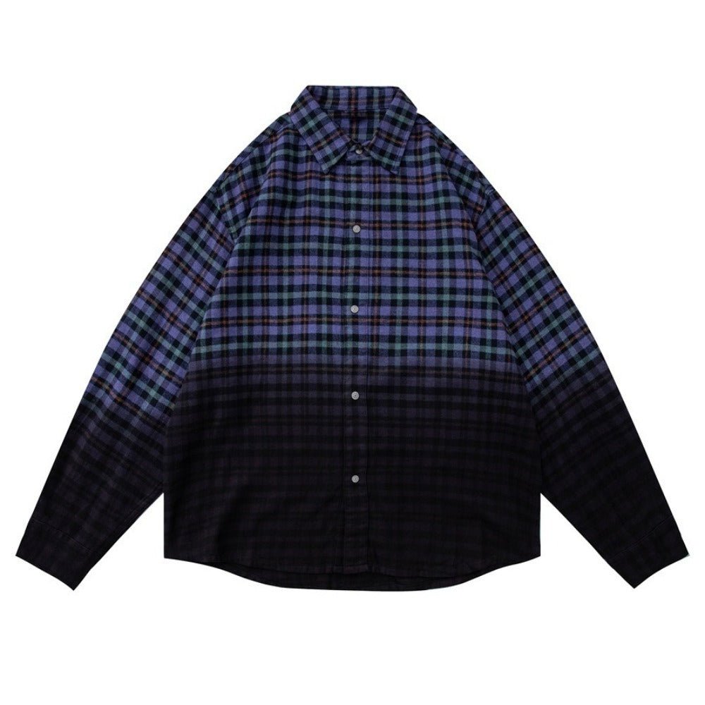 Ombre Checkered Flannel Overshirt - Thrashink
