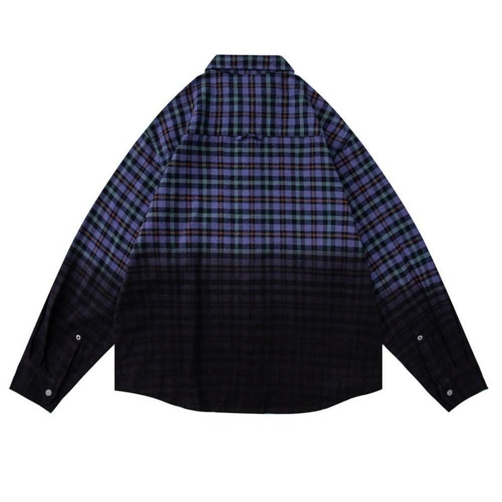 Ombre Checkered Flannel Overshirt - Thrashink