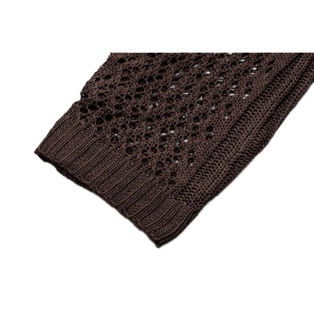 Openwork Knitted Zip - Up Hoodie - Thrashink