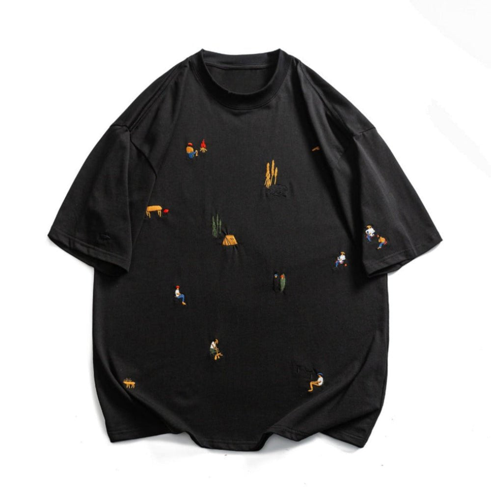 Outdoor Camping Embroidered Printed T-Shirt - Thrashink