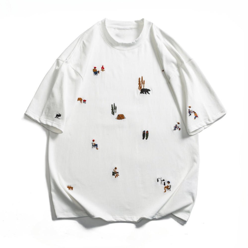 Outdoor Camping Embroidered Printed T-Shirt - Thrashink