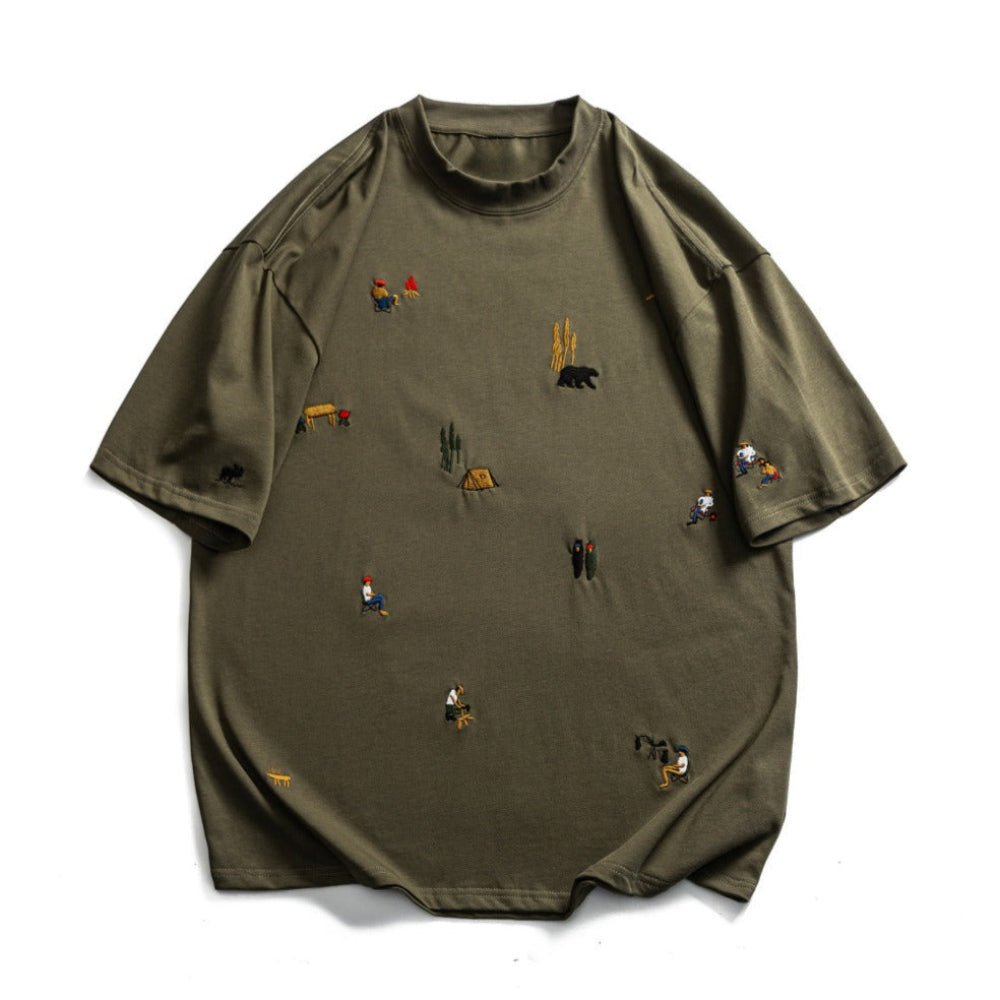 Outdoor Camping Embroidered Printed T-Shirt - Thrashink