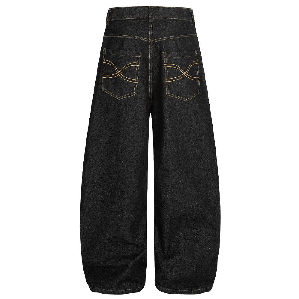 Oversized Embroidered Baggy Jeans - Thrashink