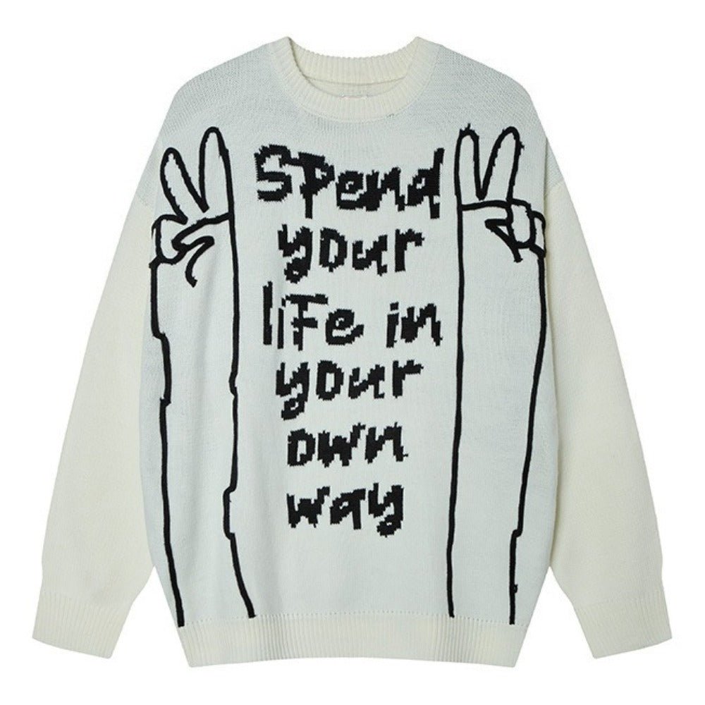OwnWay Graphic Knit Sweater - Thrashink
