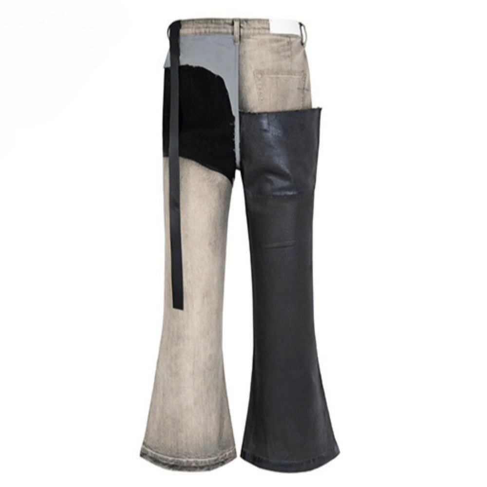 Paneled Coated Stacked Bootcut Jeans - Thrashink