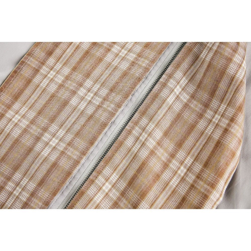 Paneled Plaid Scarf Hooded Jacket - Thrashink