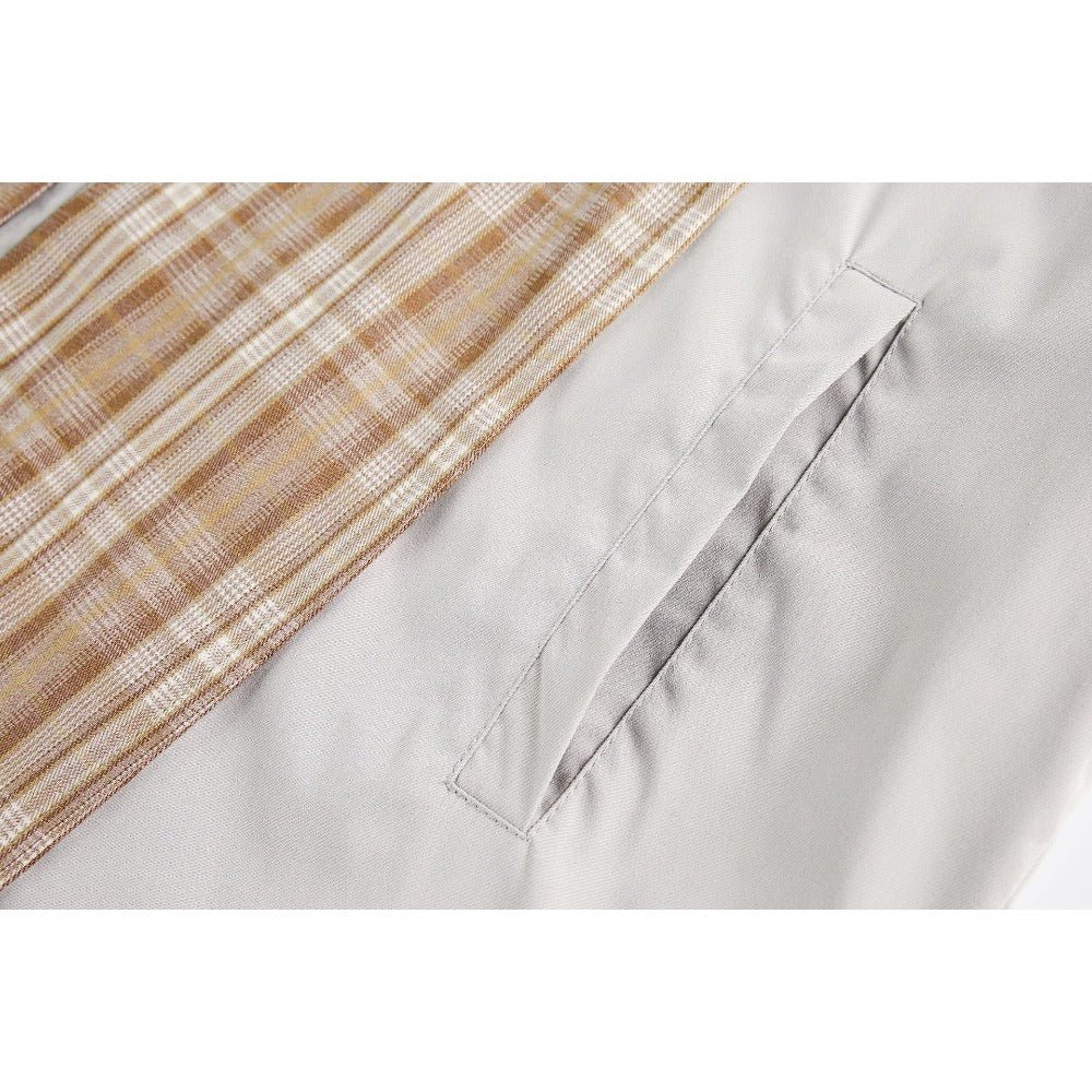Paneled Plaid Scarf Hooded Jacket - Thrashink