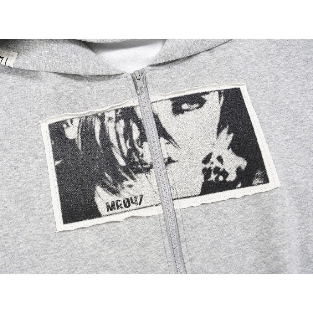 Patchwork Art Zip Hoodie - Thrashink