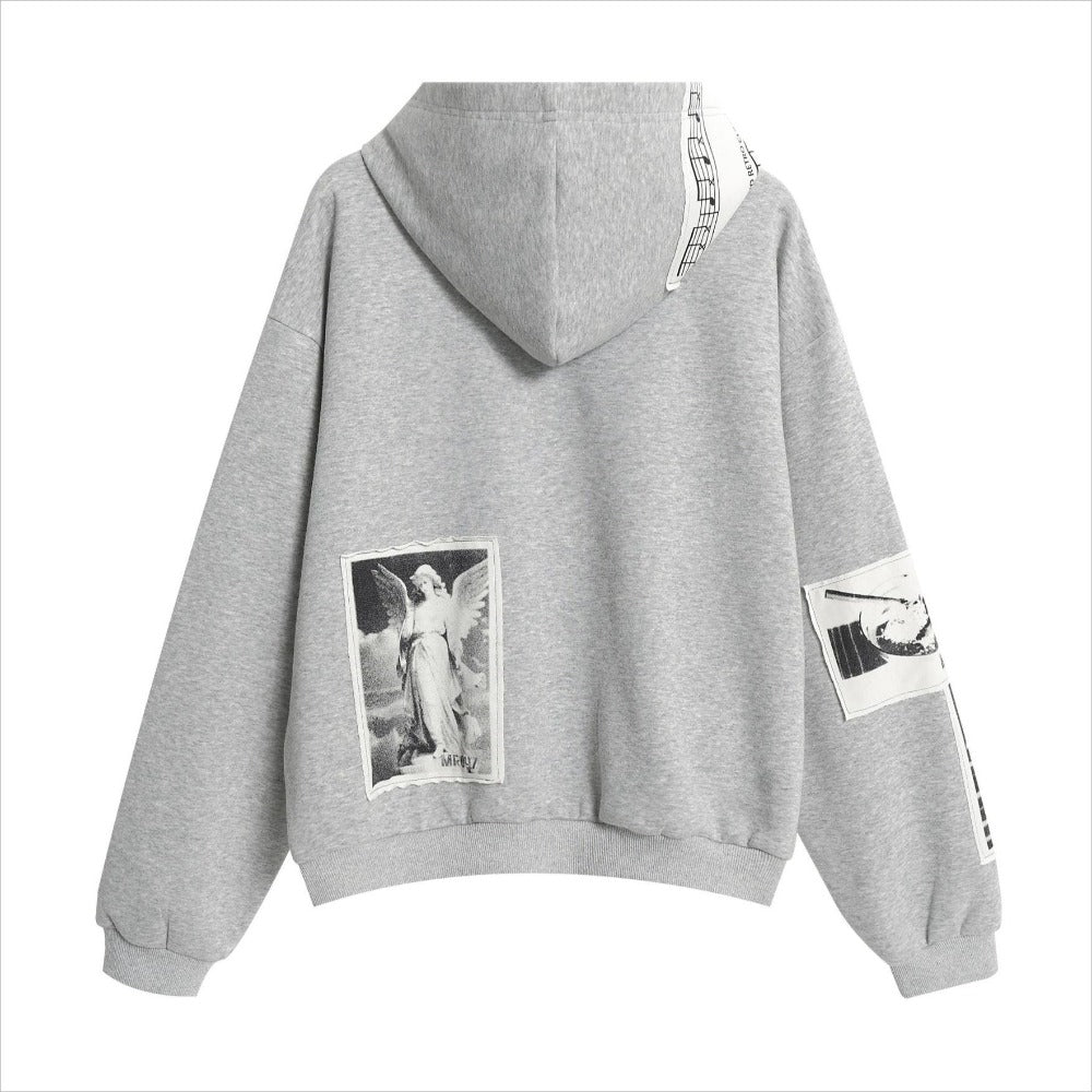 Patchwork Art Zip Hoodie - Thrashink
