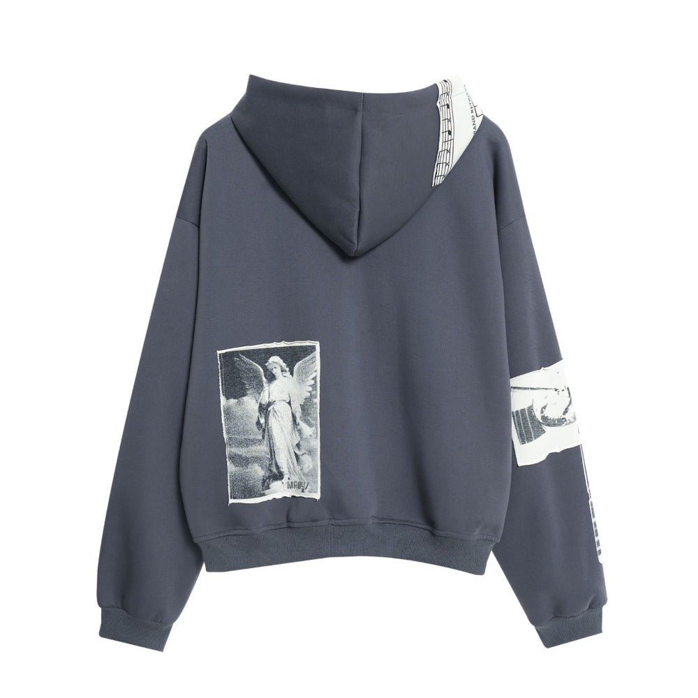 Patchwork Art Zip Hoodie - Thrashink