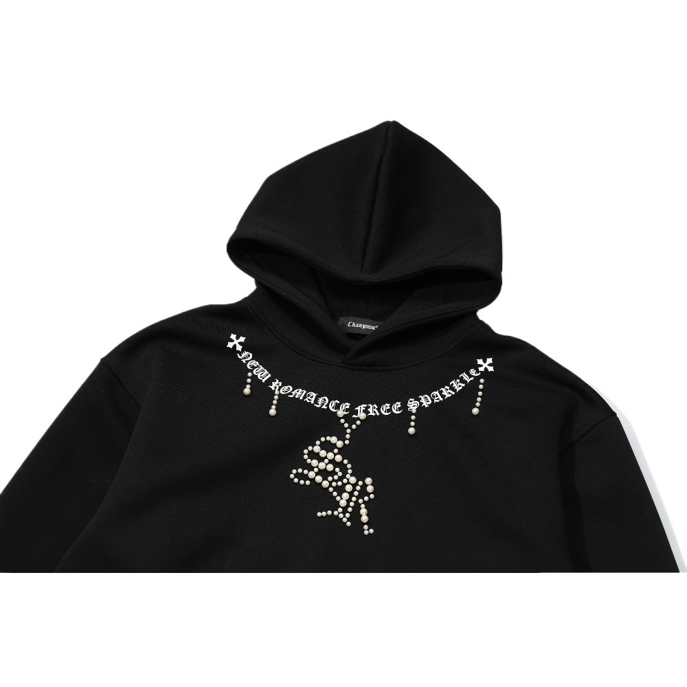 Pearl Embellished Hoodie - Thrashink