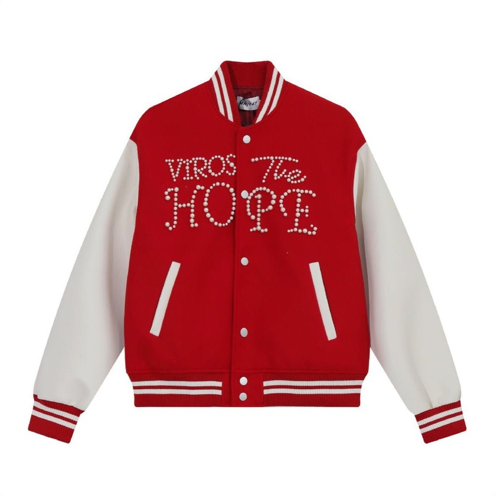 Pearl Lettered Varsity Jacket - Thrashink