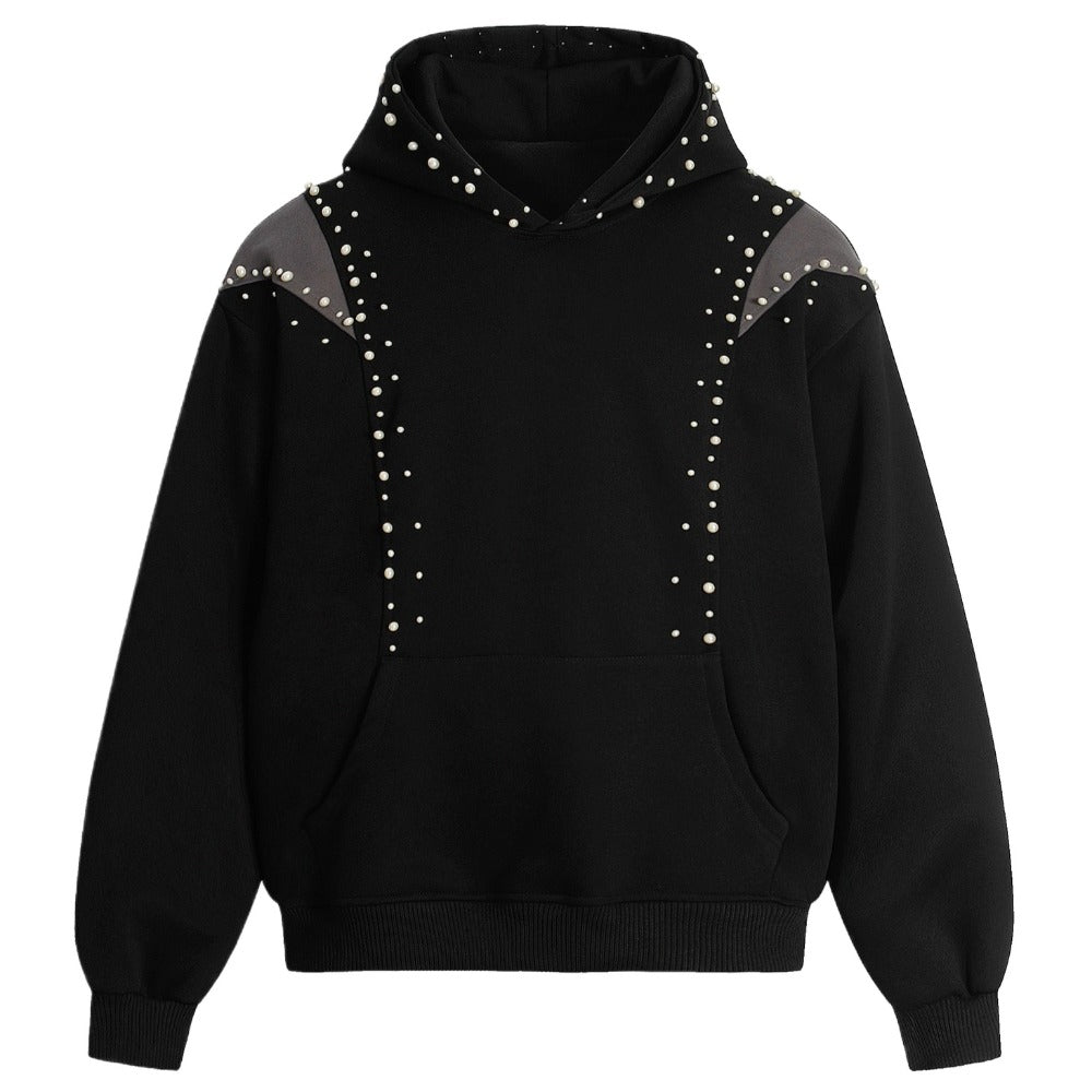 Pearl - Studded Deconstructed Hoodie - Thrashink